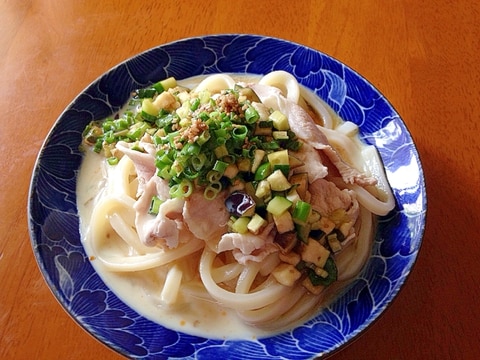 柚子胡椒香る♪だしがけ豆乳と冷しゃぶうどん